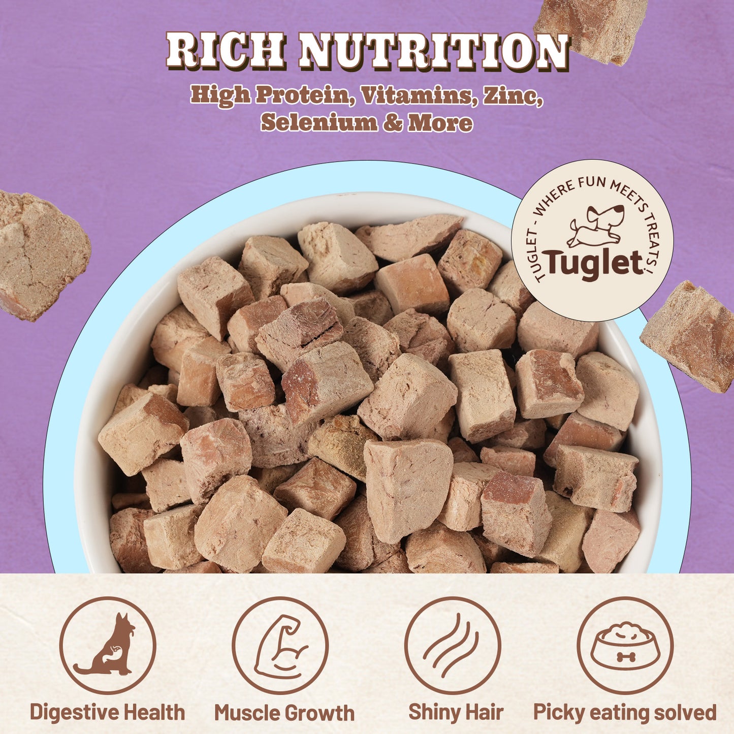 Tuglet Freeze Dried Duck Liver Dog Treats, Raw Single Ingredient Snacks, Healthy Food Toppers, 4.6 oz