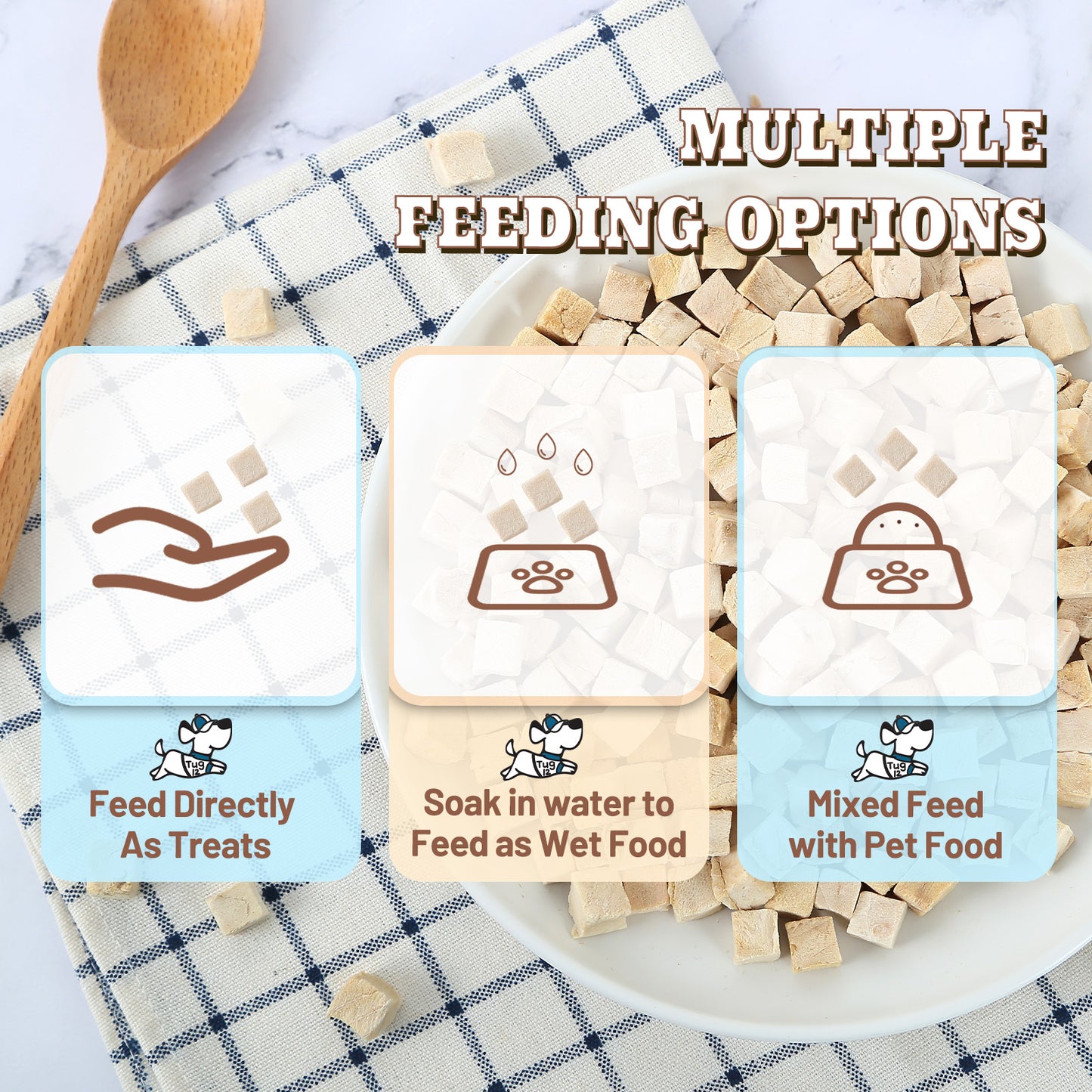 TUGLET Freeze Dried Dog and Cat Treats, Raw Single Ingredient Salmon Bites Dog Food Toppers, 3.9 oz