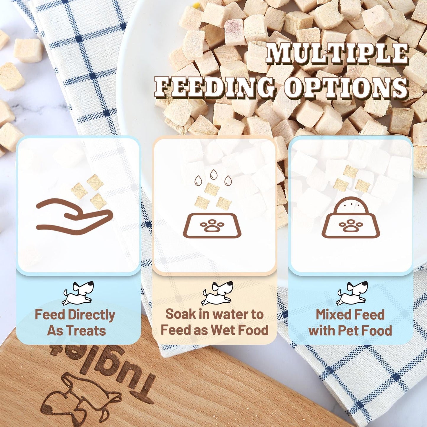TUGLET Freeze Dried Chicken Dog Treat, Healthy Raw Single Ingredient Chicken Breast Food Toppers, 4.6 oz