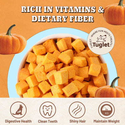 TUGLET Freeze Dried Pumpkin Dog Treat, Hearty Snacks Rich in Dietary Fiber, 2.3 oz