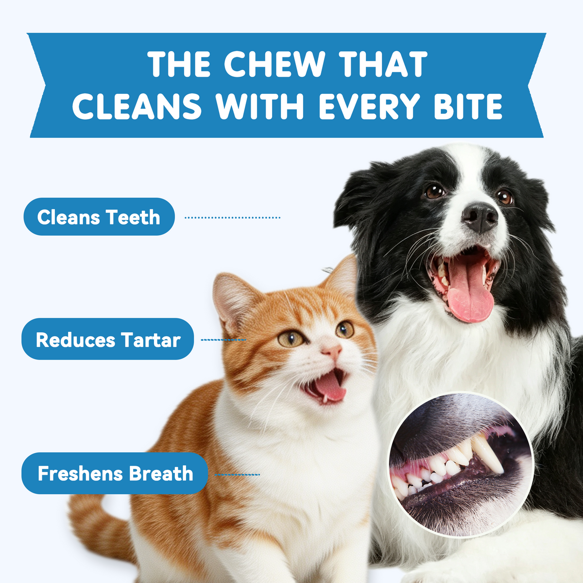TUGLET Freeze-Dried Chicken Dental Brush Dog & Cat Treat, Cleans Teeth & Reduces Tartar, Freshens Breath, High Protein for Small Medium Large Dogs & Cats, 5.3 oz Bag