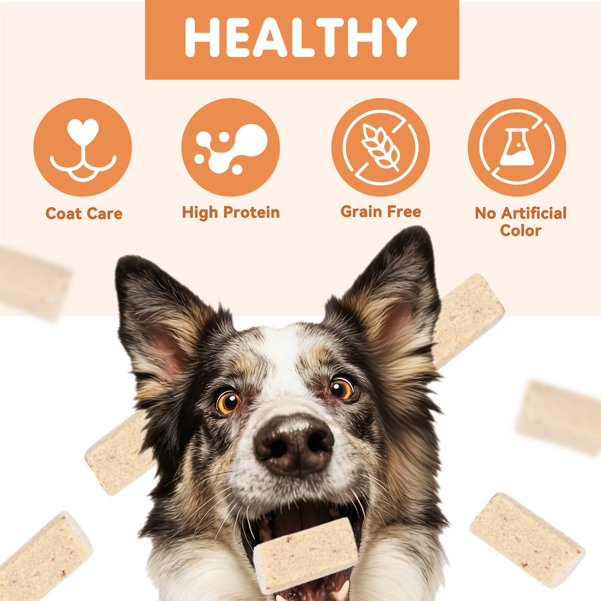 TUGLET Freeze-Dried Chicken Flaxseed Recipe Dog & Cat Treat, Omega-3 for Skin & Coat Support, High Protein Healthy Treats for Small Medium Large Dogs & Cats, 5.3 oz Bag