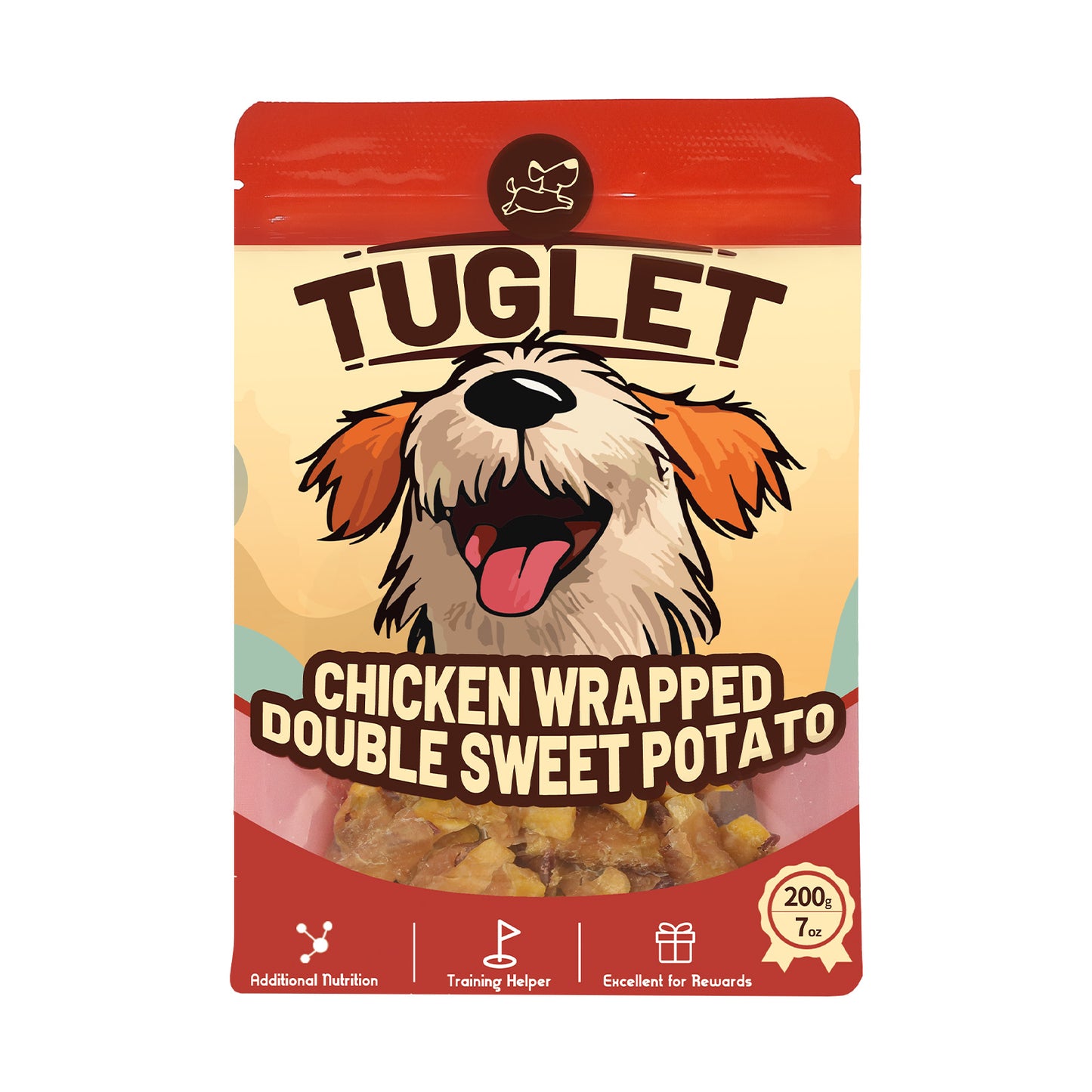 TUGLET Chicken Wrapped Sweet and Purple Potatoes Dog Treats, Human Grade Soft Snack with Taurine, 7 oz/16 oz