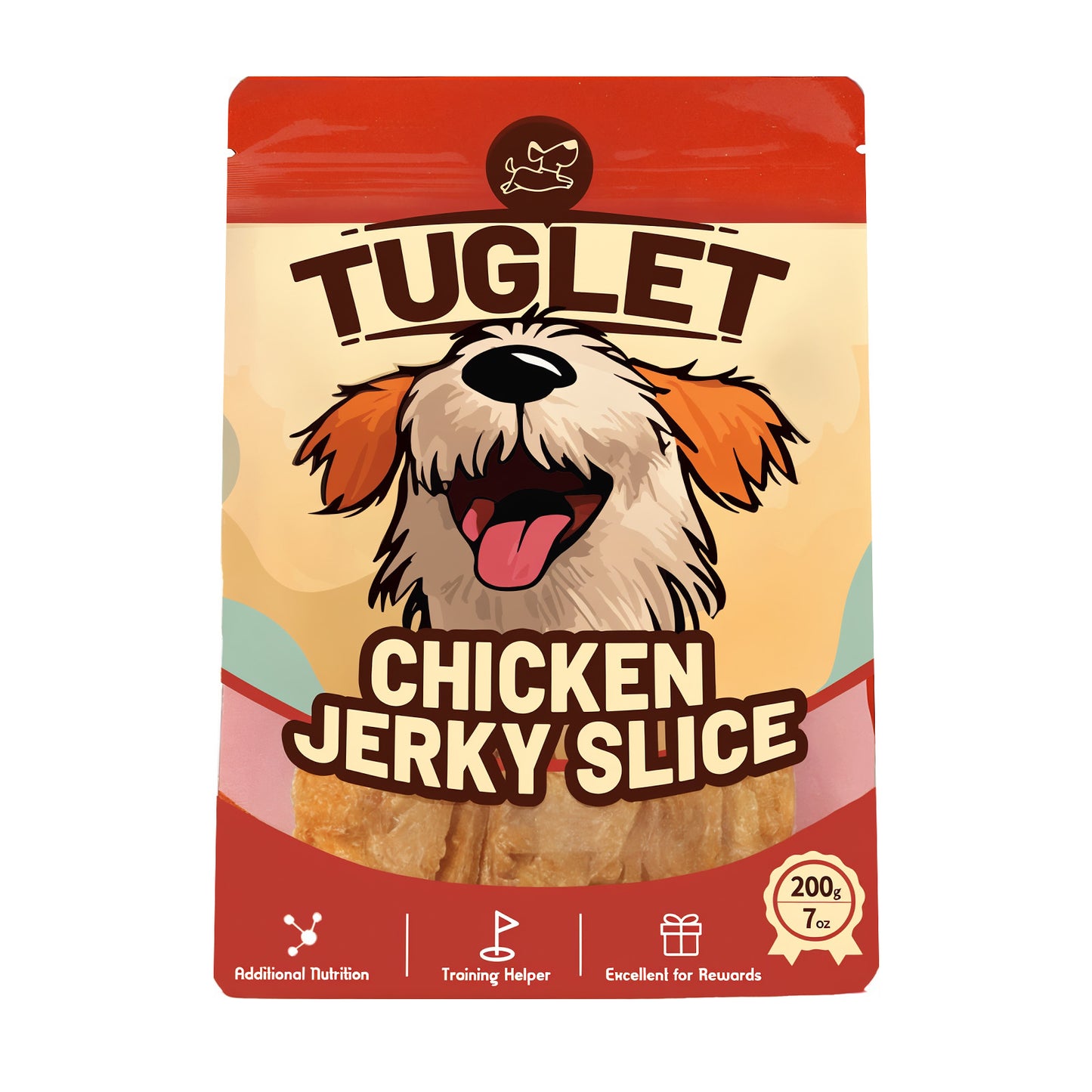 TUGLET Chicken Jerky Slice Dog Treats, High Protein Chewy Snacks with Taurine, 7 oz/16 oz