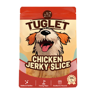 TUGLET Chicken Jerky Slice Dog Treats, High Protein Chewy Snacks with Taurine, 7 oz/16 oz