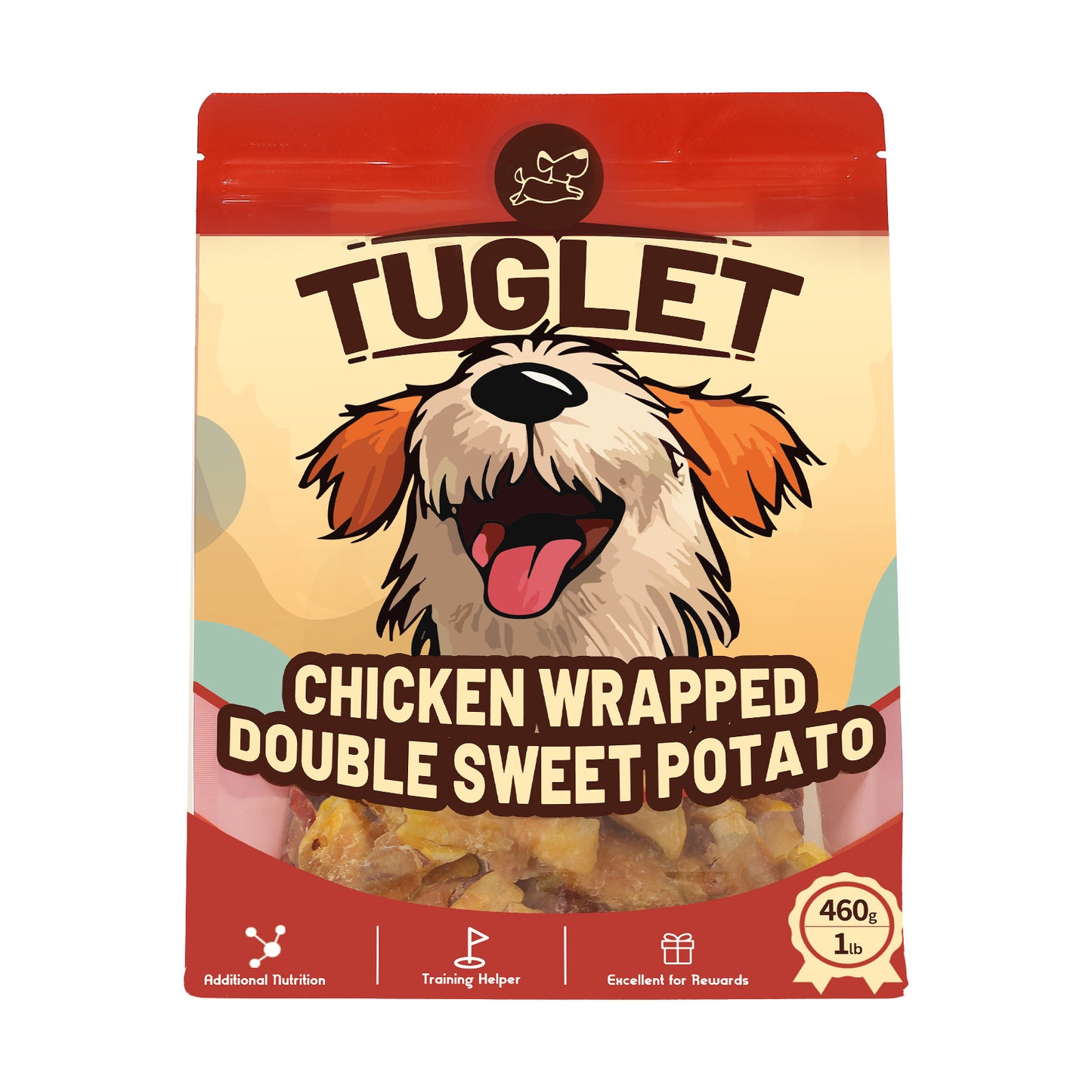 TUGLET Chicken Wrapped Sweet and Purple Potatoes Dog Treats, Human Grade Soft Snack with Taurine, 7 oz/16 oz