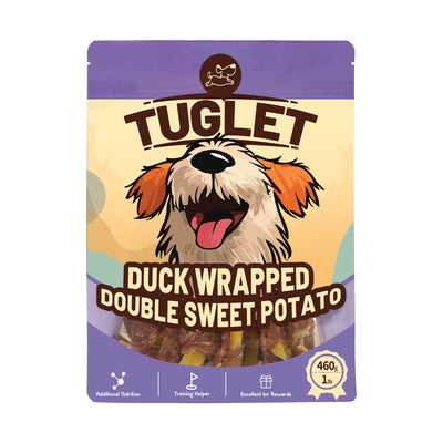 TUGLET Dog Treats Duck Wrapped Sweet and Purple Potatoes, Healthy Chewy Snacks with Taurine, 7 oz/16 oz