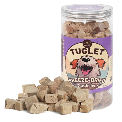 Tuglet Freeze Dried Duck Liver Dog Treats, Raw Single Ingredient Snacks, Healthy Food Toppers, 4.6 oz