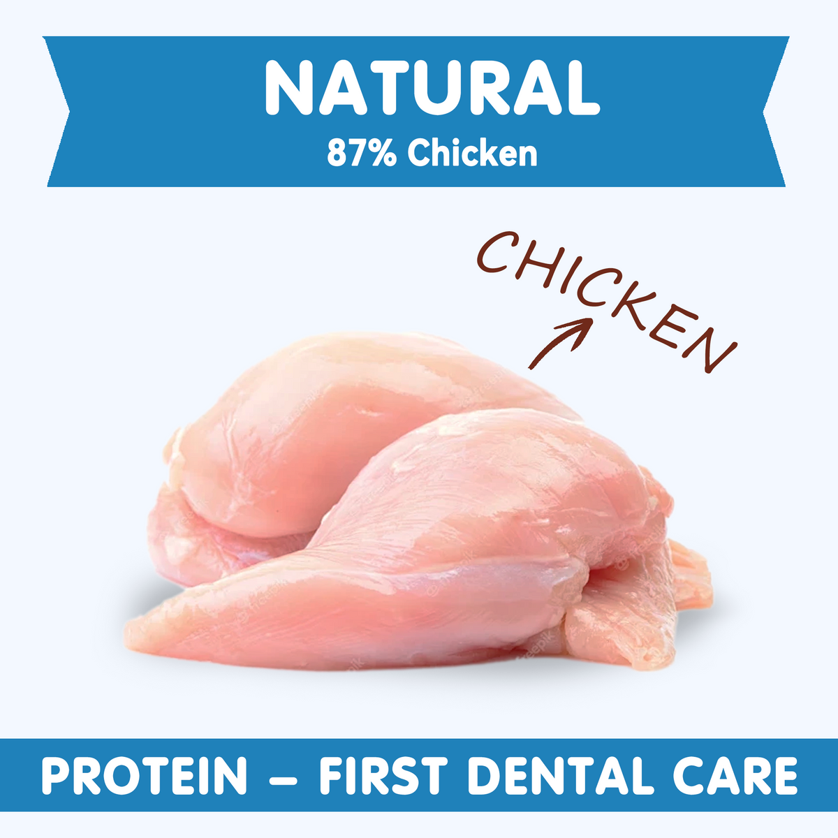 TUGLET Freeze-Dried Chicken Dental Brush Dog & Cat Treat, Cleans Teeth & Reduces Tartar, Freshens Breath, High Protein for Small Medium Large Dogs & Cats, 5.3 oz Bag