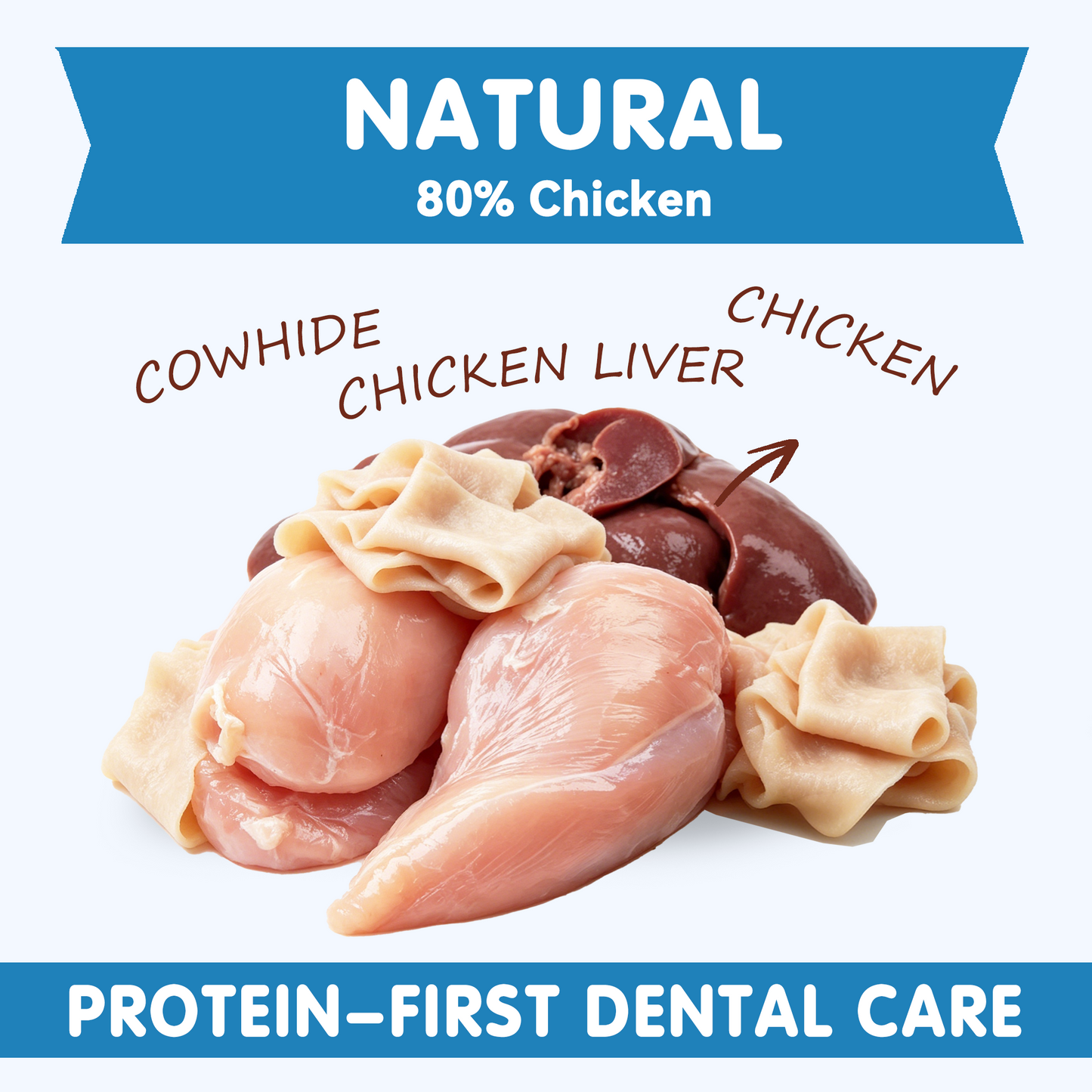 TUGLET Freeze Dried Cat Dental Treats, Real Chicken with Barley Grass for Teeth Cleaning & Hairball Support, Natural Crunchy Chews for All Cats, 3.6 oz