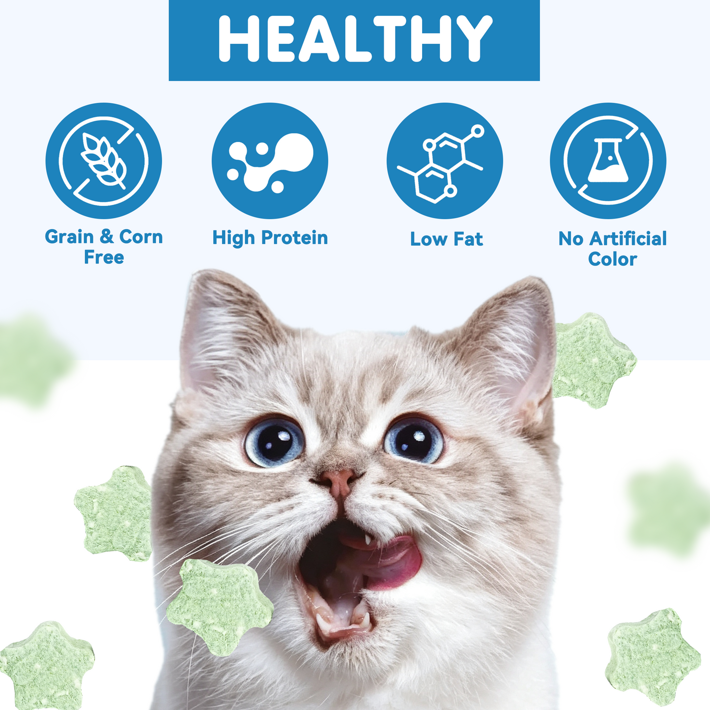 TUGLET Freeze Dried Cat Dental Treats, Real Chicken with Barley Grass for Teeth Cleaning & Hairball Support, Natural Crunchy Chews for All Cats, 3.6 oz