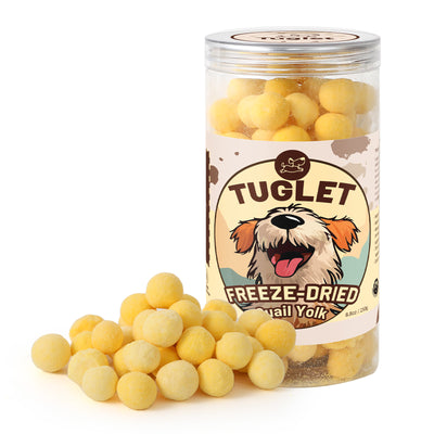 TUGLET Freeze-dried Cat and Dog Treats, Healthy Quail Egg Yolks Training Snacks Food Toppers, 8.8 oz