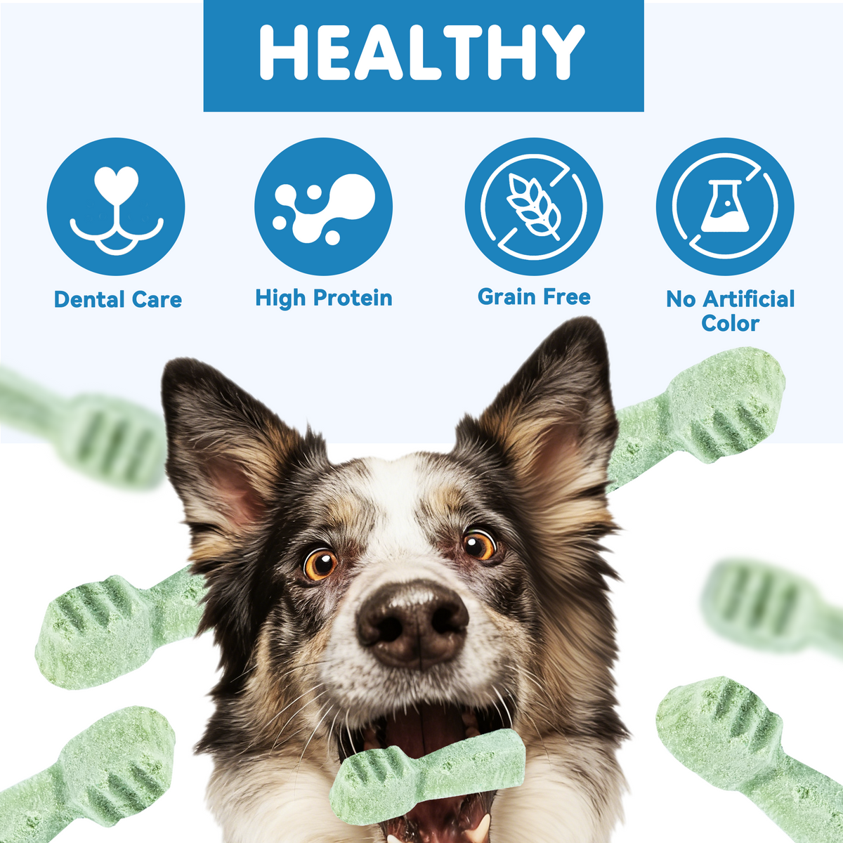 TUGLET Freeze-Dried Chicken Dental Brush Dog & Cat Treat, Cleans Teeth & Reduces Tartar, Freshens Breath, High Protein for Small Medium Large Dogs & Cats, 5.3 oz Bag