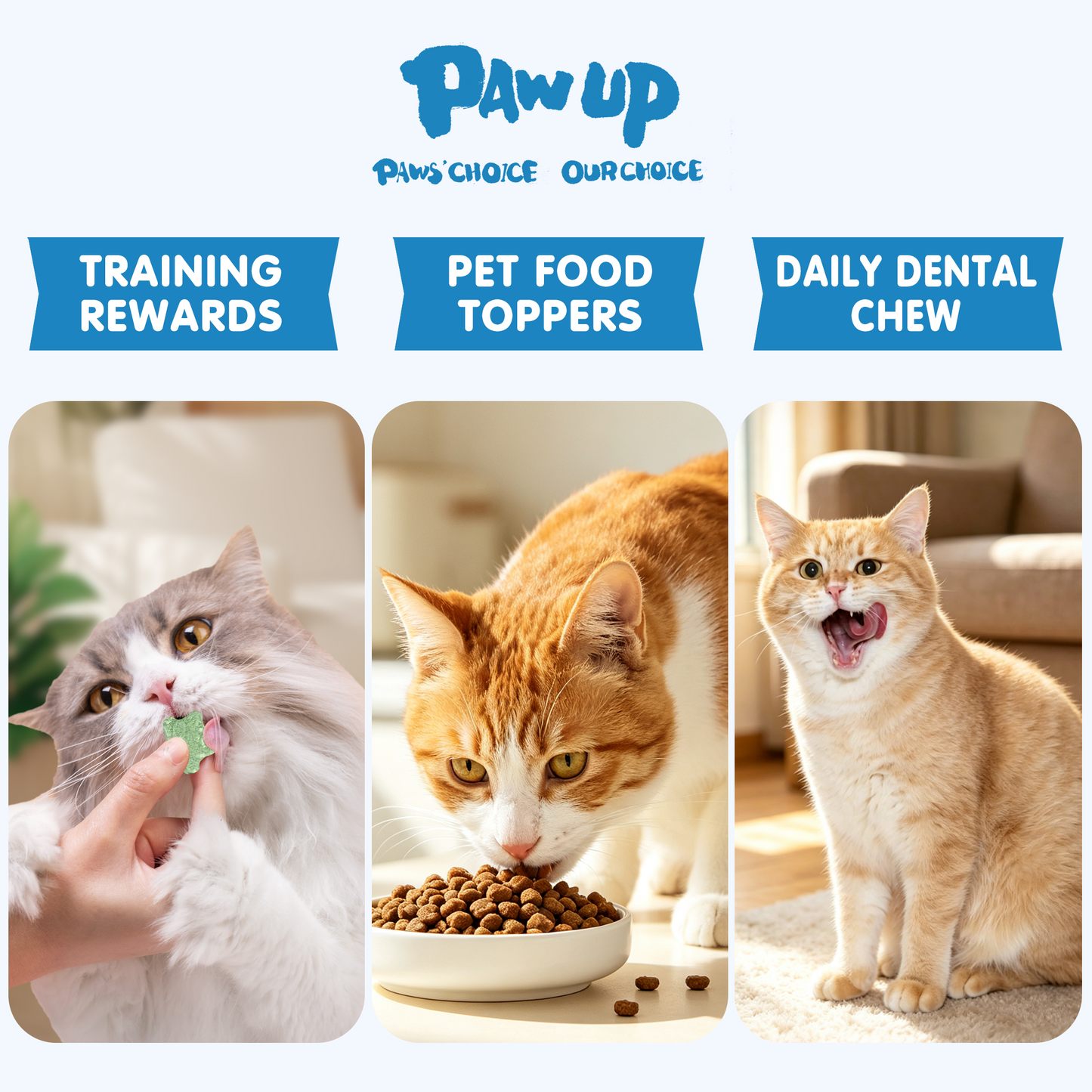 TUGLET Freeze Dried Cat Dental Treats, Real Chicken with Barley Grass for Teeth Cleaning & Hairball Support, Natural Crunchy Chews for All Cats, 3.6 oz