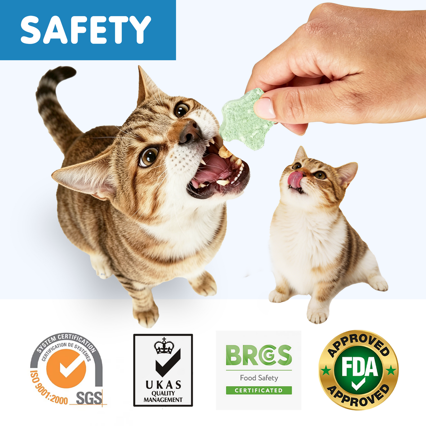 TUGLET Freeze Dried Cat Dental Treats, Real Chicken with Barley Grass for Teeth Cleaning & Hairball Support, Natural Crunchy Chews for All Cats, 3.6 oz