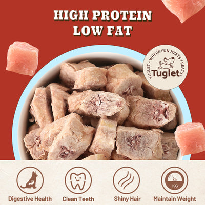 TUGLET Freeze-dried Dog and Cat Treats, Low Calories Chicken Neck Bite Training Snacks, 4.2 oz