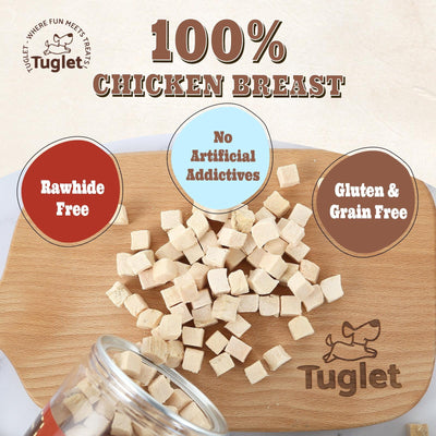 TUGLET Freeze Dried Chicken Dog Treat, Healthy Raw Single Ingredient Chicken Breast Food Toppers, 4.6 oz